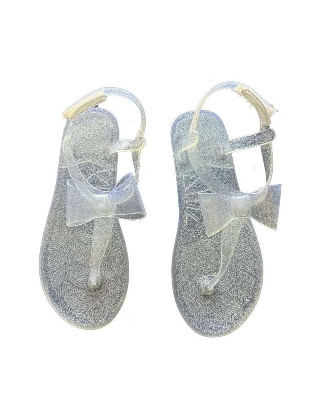 Girls Clear Glitter Jelly Bow Sandals sz 1-2